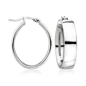 Ross-Simons Italian 14kt White Gold Wide Oval Hoop Earrings - 1 of 4