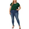 Agnes Orinda Women's Plus Size Elegant Pleated Petal Tulip Short Sleeve Office Work Summer Blouses - 2 of 4
