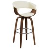 Ecru Swivel Bar Stool with Faux Leather Upholstery and Wood Legs, Ideal for Home Bars - 4 of 4