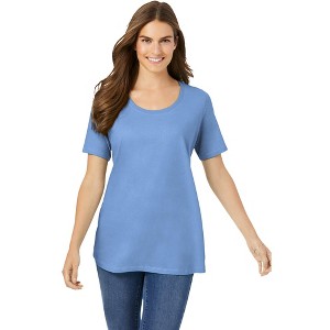 Woman Within Plus Size Perfect Short-Sleeve Scoopneck Tee - 1 of 4
