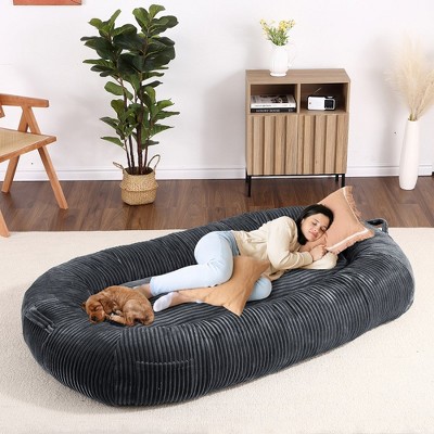 Human Sized Dog Bed for People Adults, 71"x48"x14" Giant Dog Bed for Humans Large Bean Bag Napping Dog Bed with Removable Cover