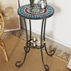 Syemin End Tables Patio Side Table with Shelf, Designs Modern Round Outdoor Accent Side Tables Porch Patio Home House, Black, 14"*14"*21.65" - 4 of 4