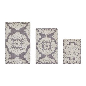 Medallion Collection 3 Piece 100% Cotton Tufted Bathroom Rug Set  with Non-Slip Backing, Machine Washable, Tumble Dry Bath Mat - 1 of 4