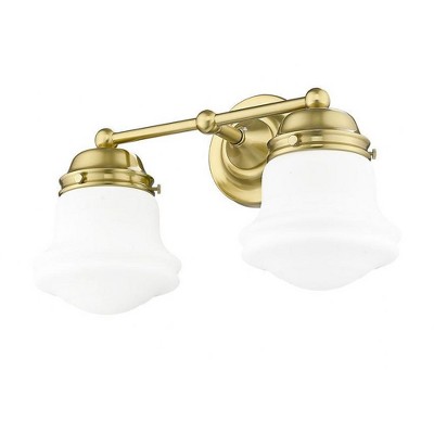 Luxe Gold 15.5" Dimmable Vanity Light with Opal Glass Shades