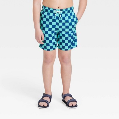 Boys blue and white check swimming shorts board shorts in age 7-8 years new 
