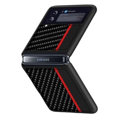 SaharaCase Hard Shell Silicone Series Case for Samsung Galaxy Z Flip3 5G Black/Carbon Fiber