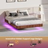NicBex King/Queen Natural Wood Floating Bed Frame with LED Lights,Wave Wood Texture Platform Bed for Bedroom,No Box Spring Needed - 3 of 4