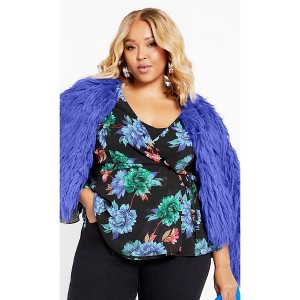 Women's Plus Size Charlie Print Top - black | CITY CHIC - 1 of 4