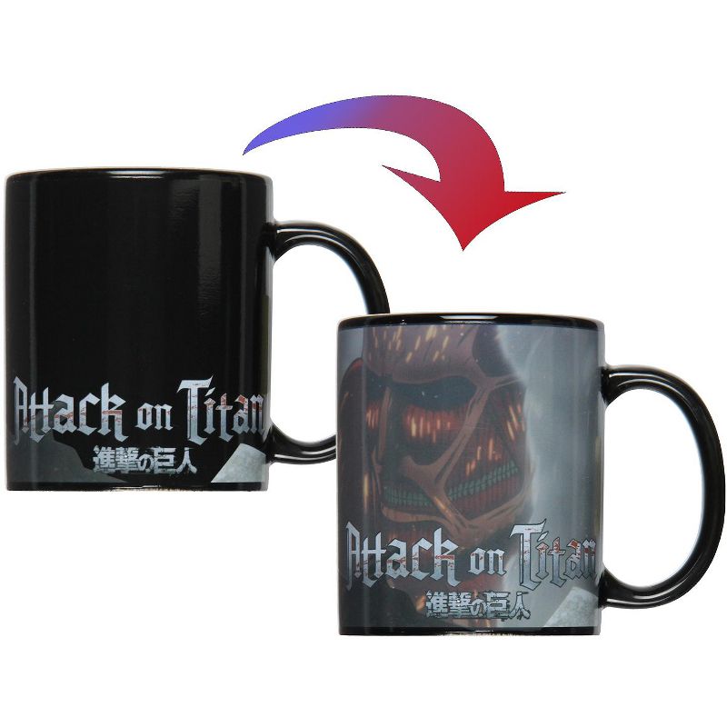 Attack On Titan Anime Colossal Titan Heat Reactive Color Changing Mug Coffee Cup Black, 3 of 5