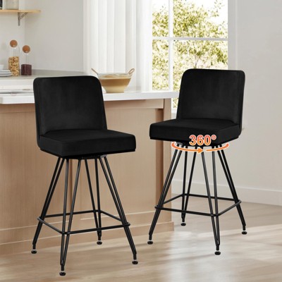 Bekrvio 26" Swivel Counter Height Bar Stools with Back-Faux Leather/Velvet Upholstered, V-Shaped Metal Legs-Modern Counter Stools for Kitchen Island