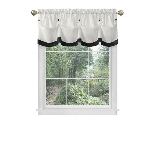 Kate Aurora Country Farmhouse Living Solid Colored Button Tuck Window ...