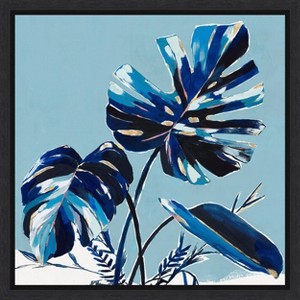 Amanti Art Villa Palms I (Blue Monstera) by Isabelle Z Canvas Wall Art Print Framed 16 x 16-in. - 1 of 4