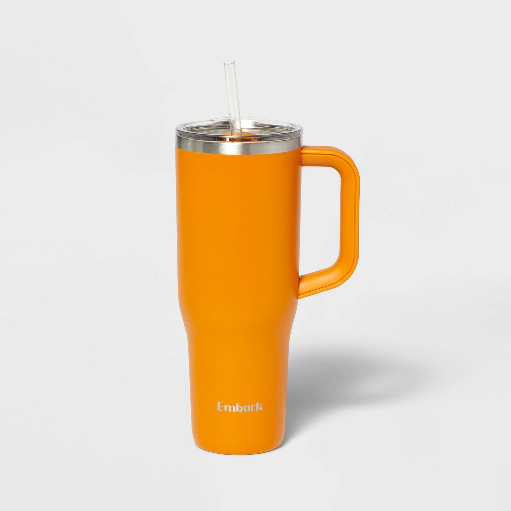 40oz Stainless Steel Straw Tumbler Orange - Embark