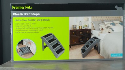 Gray Plastic Foldable Pet Steps with Safety Siderails