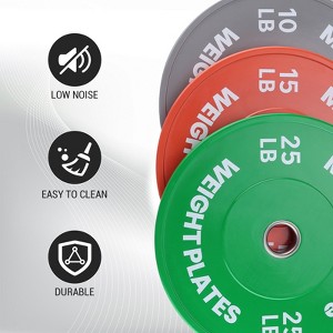 Rubber High-Quality Barbell Plates 100 Lb Weight Set, Rubber Coated Weight Plates, Durable Strength Training Plates, Gym Fitness Weight Plates - 1 of 4