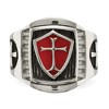 Black Bow Jewelry Men's 19mm Stainless Steel Red Enamel Cross Shield Tapered Ring - 4 of 4