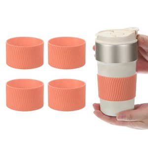 Unique Bargains Silicone Protective Heat Resistant Non Slip Coffee Cup Sleeve 4 Pcs - 1 of 4