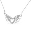 Haus of Brilliance Silver Pave-Set Diamond Accent Fairy Wing Heart Pendant Necklace - 4 of 4