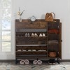Gulches Shoe Storage Cabinet - 2 Flip Drawers & Side Cabinet, Adjustable Shelves, Rustic Brown MDF, Metal Base, Slim Fit for Foyer/Porch/Entryway - 2 of 4