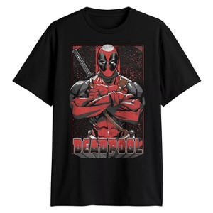 Seven Times Six Marvel Deadpool T-Shirt Men's Power Stance Splatter Design Graphic Tee - 1 of 4