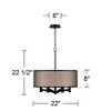 Possini Euro Design Black Drum Pendant Chandelier 22" Wide Modern Double Shade 6-Light Fixture Dining Room House Foyer Entryway - 4 of 4