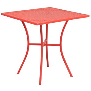 Emma and Oliver Commercial Grade 28" Square Colorful Metal Garden Patio Table - 1 of 2