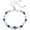Teardrop Birthstone Tennis Bracelet, Sterling Silver with 9x7mm Gemstone & Adjustable Bolo Chain, Birthday Gift for Her - 2 of 4
