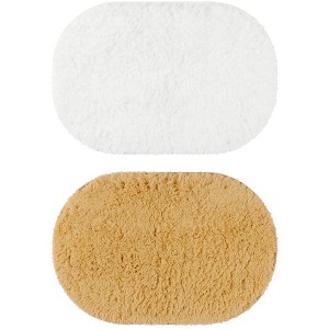 Unique Bargains 2 Pcs Absorbent Soft Thick Shag Bath Mats for Shower Bathtub Spa Floors - 1 of 4