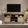 65 Inch Boho TV Stand with Rattan Doors - 58" Modern Wooden Media Console with Adjustable Shelves for Living Room - 3 of 4