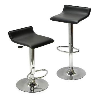 Set of 2 Spectrum , Adjustable Air Lift Stool, Black Faux Leather Metal - Winsome