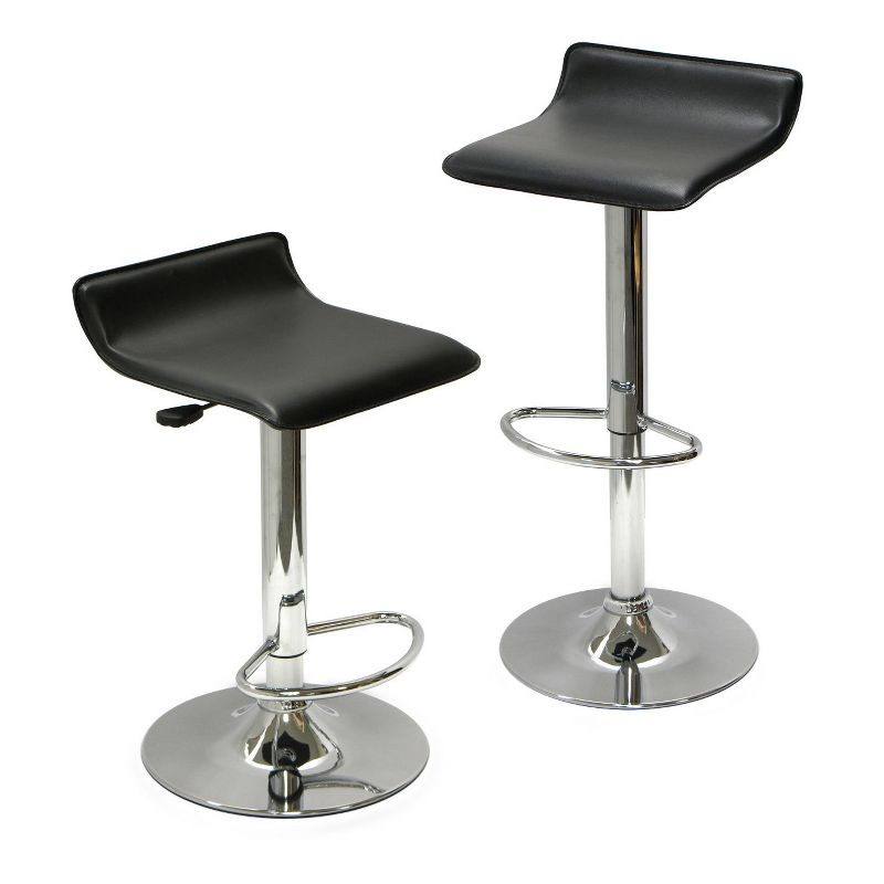 Set of 2 Spectrum , Adjustable Air Lift Stool, Black Faux Leather Metal - Winsome, 1 of 6