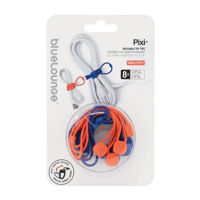 8pk Pixi Reusable Zip Ties Small Orange/Blue - BlueLounge