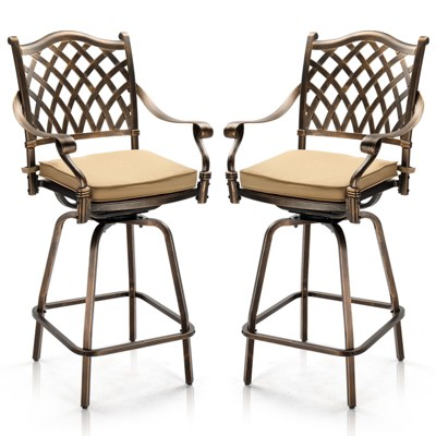 Karl Home | 50 in. Cast Aluminum Outdoor Swivel Bar Stools (Set Of 2)