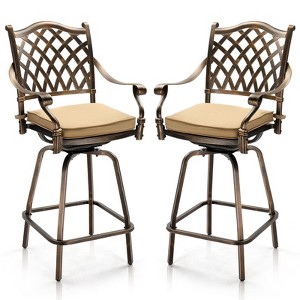 Karl Home | 50 in. Cast Aluminum Outdoor Swivel Bar Stools (Set Of 2) - 1 of 4