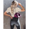 Coolmee Women's Puff Short Sleeve Sweater Spring Summer Tops Business Casual Outfits Work Blouses Clothes - 3 of 4