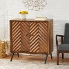 Mid-Century Sideboard Buffet Cabinet with Storage, Kitchen Cabinet w/3 Relief Cabinet Doors, Rustic Wood Coffee Bar Table for Dining Room - 3 of 4