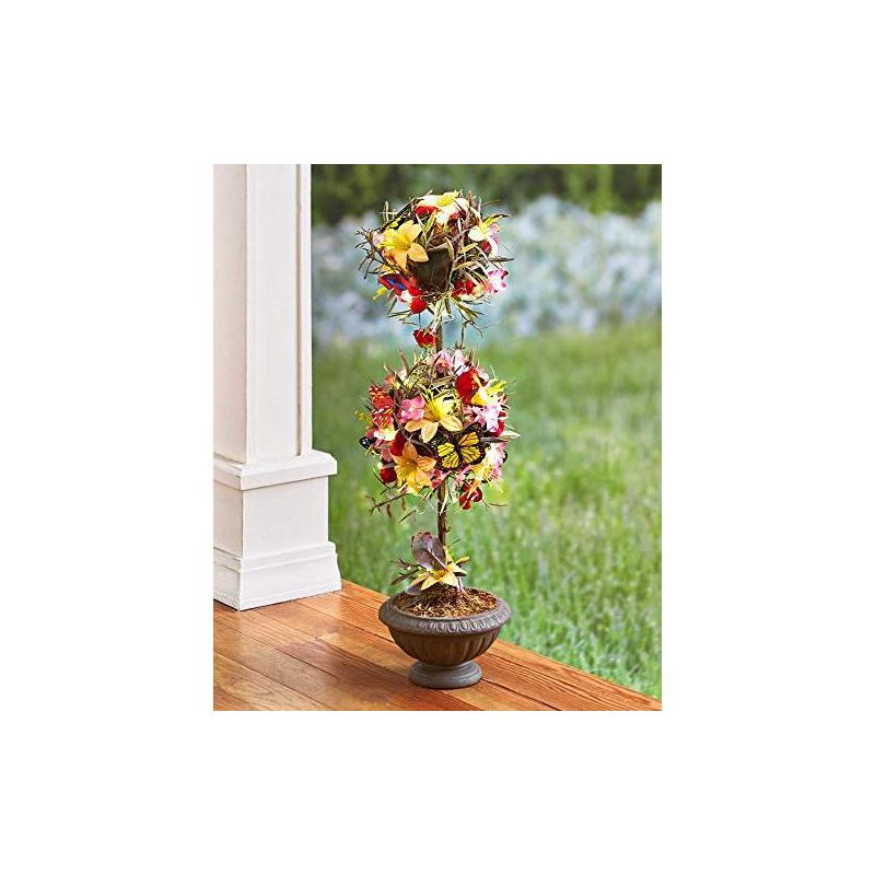 The Lakeside Collection Lighted Spring Ball Floral Topiary with Faux Floral Leaves and Vase Pot, 4 of 8