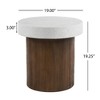 Lyngins Cylindrical Outdoor End Table, MGO Side Table with Faux Stone Top + Faux Wood Base, Patio End Table for Garden/Balcony, Side Table for Dining - 3 of 4