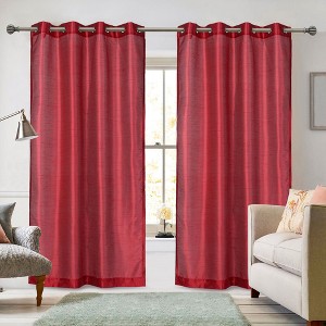 Ruthy's Textile Faux Silk Grommet Top Luxury Curtains Panel Pair - 1 of 4