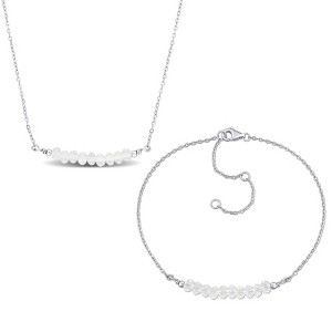 EVERLY JEWELRY | Silver Gemstone Necklace and Bracelet Set- Multiple Gemstone & Metal Color Options - 1 of 4