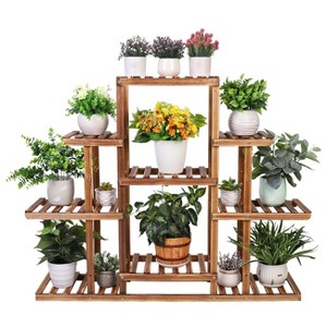 Artloge 9 Tier Large Heavy Duty Wooden Plant Stand Sturdy Flower Pots Display Corner Rack Book Shelves for Home Garden Lawn Patio Decor - 1 of 4