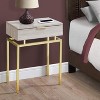 Monarch Specialties Accent Table Side End Nightstand Lamp Storage Drawer Living Room Bedroom Metal Laminate Beige Marble Look Gold Contemporary Modern - 3 of 4