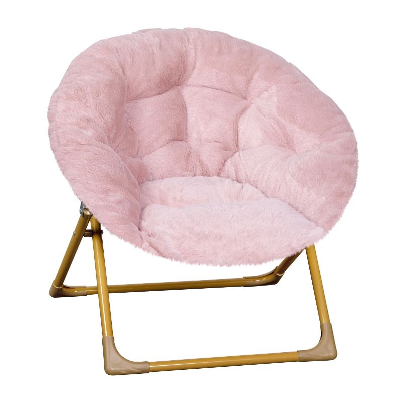 Flash Furniture Gwen  23" Kids Cozy Mini Folding Saucer Chair, Faux Fur Moon Chair for Toddlers and Bedroom, 1 of 13