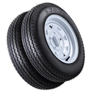 TruAIR 4.80x12 White Spoke Trailer Wheel Set (2-Pack) – 5 Lug on 4.5", 6-Ply Load Range C for Trailers & Utility Vehicles - 1 of 4