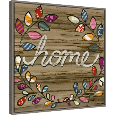 Colorful Home Quote Canvas Print with Distressed Frame