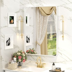 Apmir 24 in. W x 32 in. H Rectangular Aluminum Alloy Framed and Tempered Glass Wall Mirror in Matte White - 1 of 4