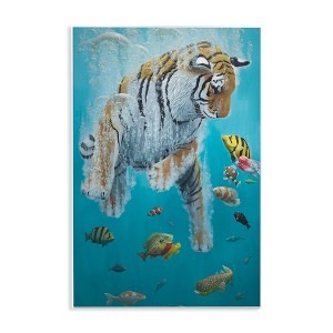 Stupell Industries Swimming Tiger Among Fish Wall Plaque Art - 1 of 4