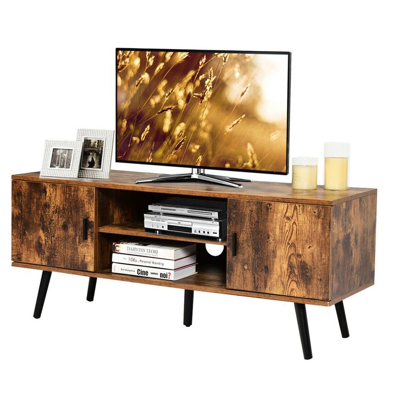 Costway Industrial TV Stand Entertainment Center for TV's Up to 55" w/ Storage Cabinets, 1 of 11