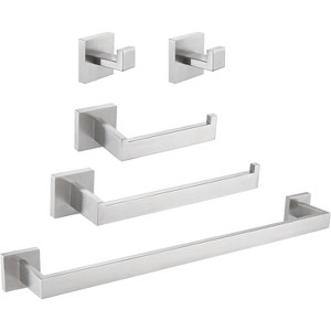 Mixxidea Square Toilet Paper Holder Bundle with Single Towel Hook 2 PCS, Towel Holder, Towel Bar (Brushed Nickel) - 1 of 3