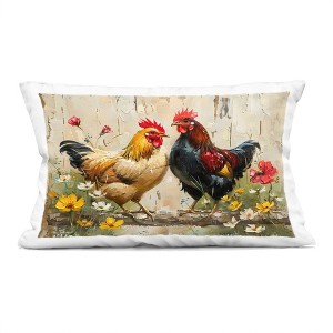 Stupell Industries Country Chic Floral Roosters Indoor Decorative Throw Pillow, 14 x 20 - 1 of 3